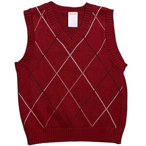 Like New Gymboree Boys V Neck Red Diamond Sweater Vest 2T